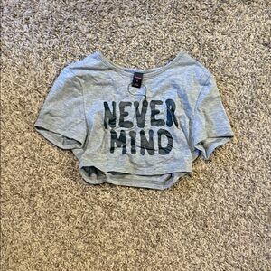 Gray Kids Shirt with 'Never Mind' Print